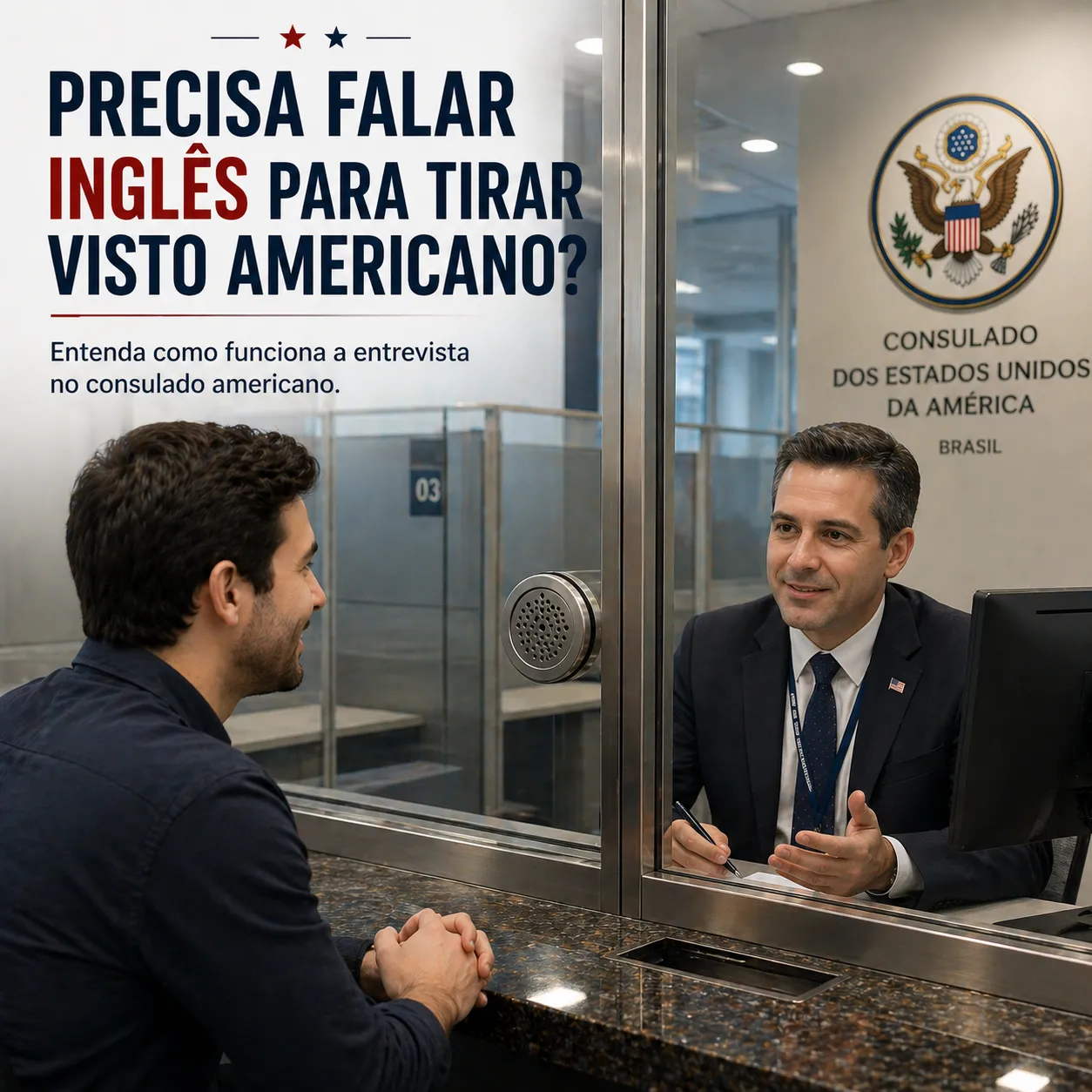 Imagem ilustrativa para o artigo Precisa falar inglês para tirar visto americano? da Genuína Conexão